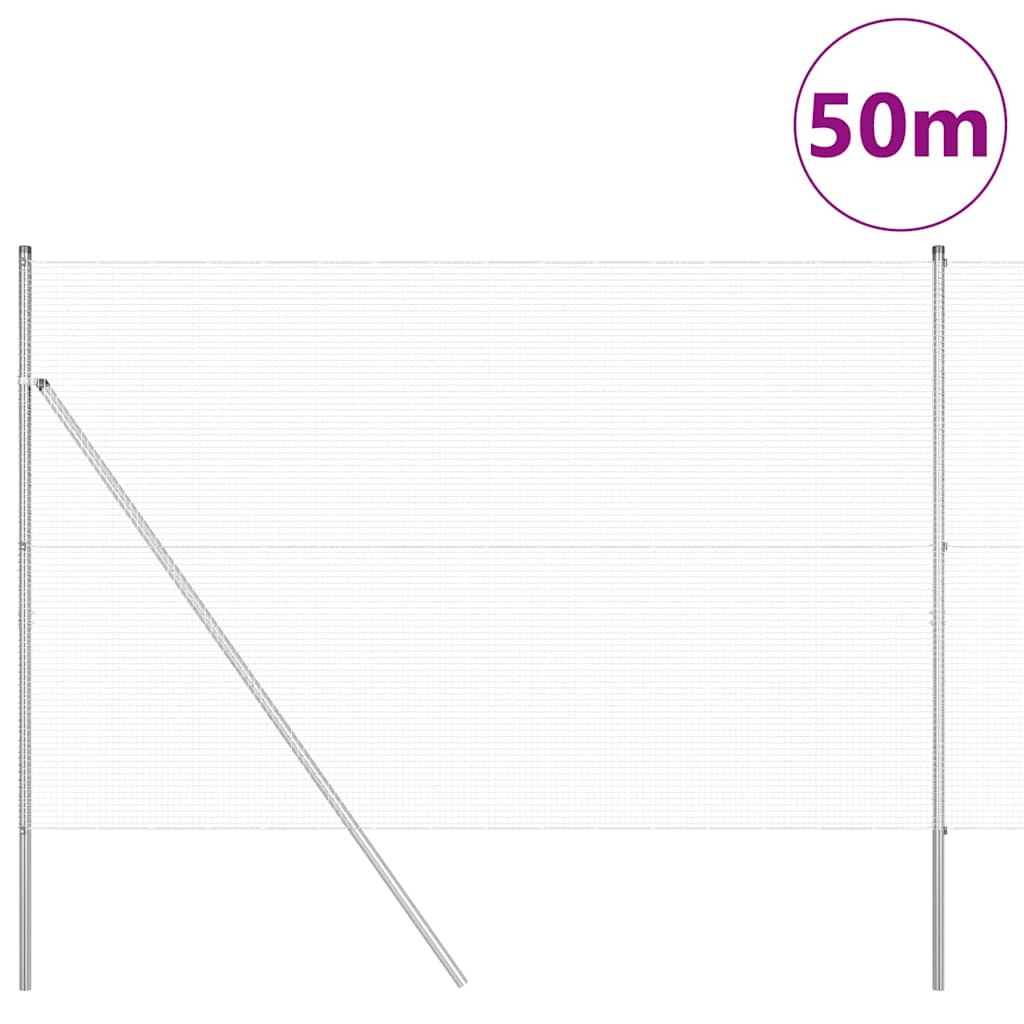Temeljna zavarena žičana ograda 50 x 1,6 m Srebrna Mreža