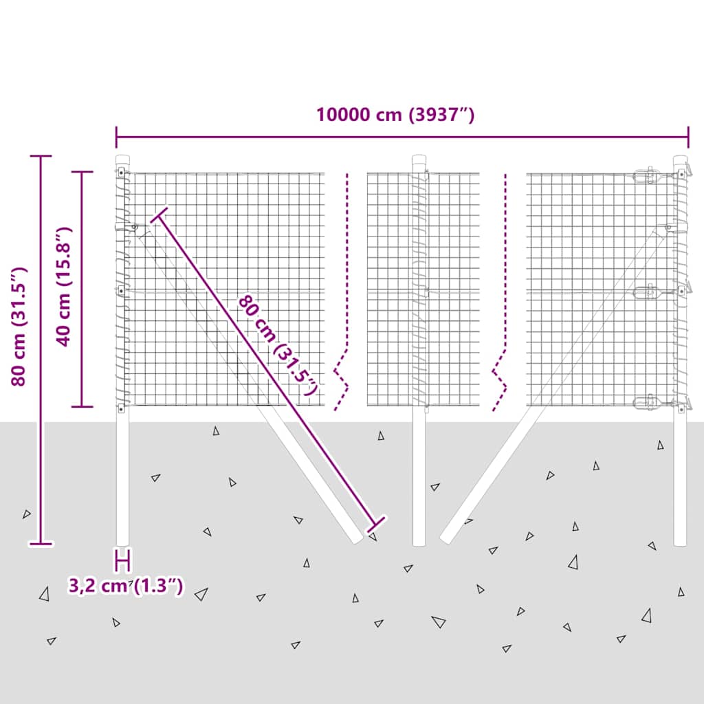 Temeljna zavarena žičana ograda 100 x 0,4 m Srebrna Mreža