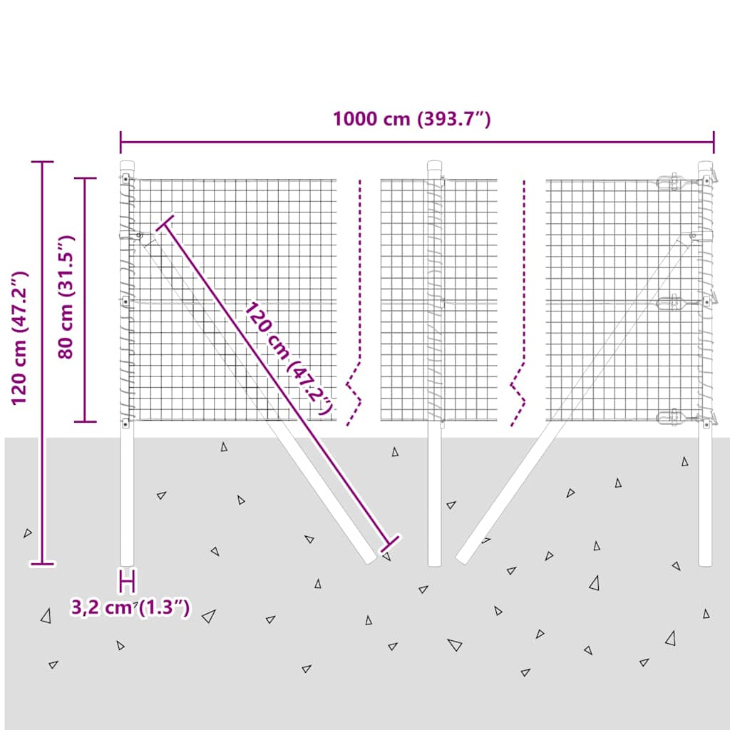 Temeljna zavarena žičana ograda 10 x 0,8 m Zelena Mreža