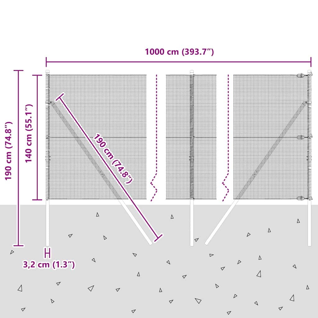 Temeljna zavarena žičana ograda 10 x 1,4 m Zelena Mreža