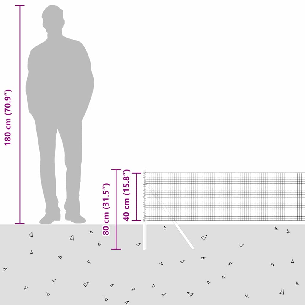 Temeljna zavarena žičana ograda 25 x 0,4 m Zelena Mreža