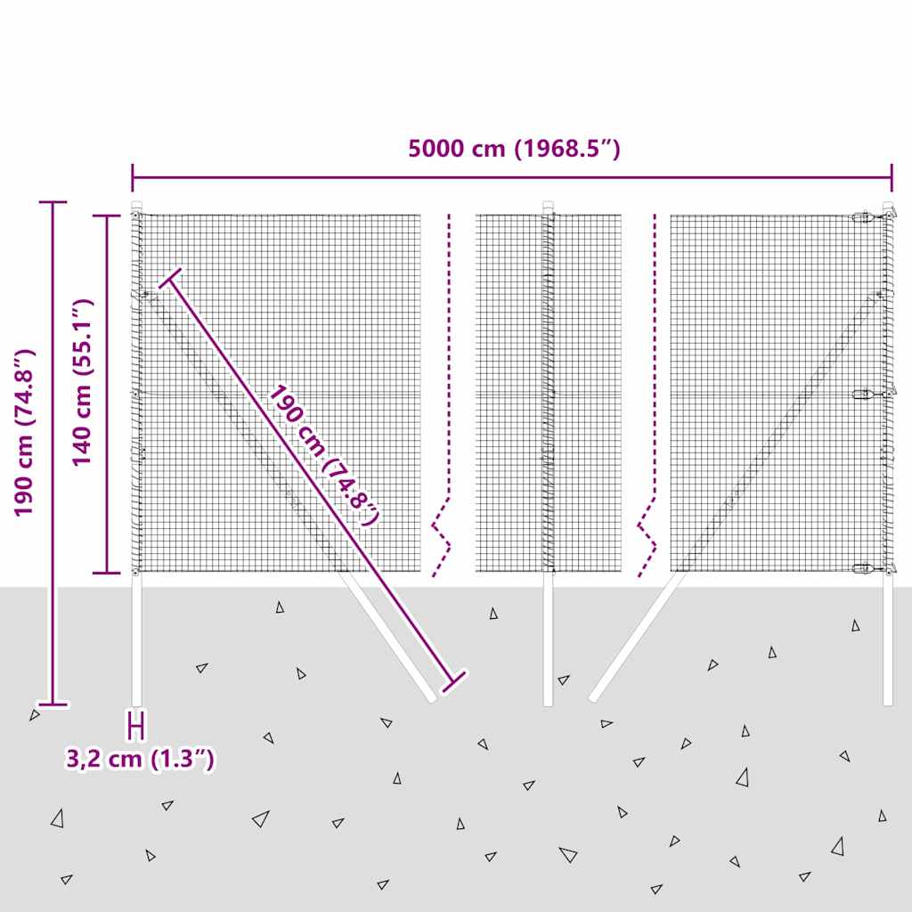 Temeljna zavarena žičana ograda 50 x 1,4 m Zelena Mreža