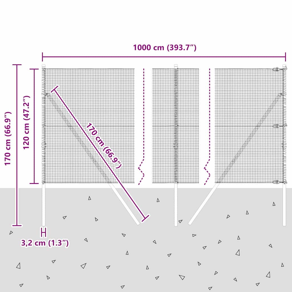 Temeljna zavarena žičana ograda 10 x 1,2 m Siva Mreža
