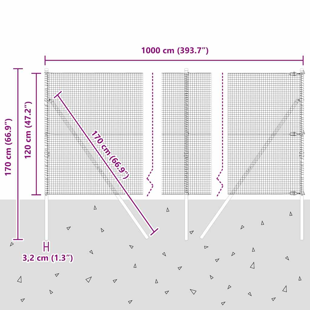 Temeljna zavarena žičana ograda 10 x 1,2 m Siva Mreža