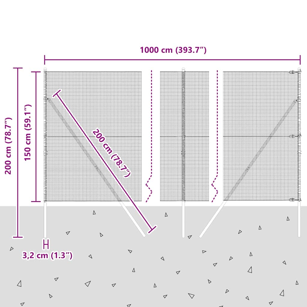Temeljna zavarena žičana ograda 10 x 1,5 m Siva Mreža