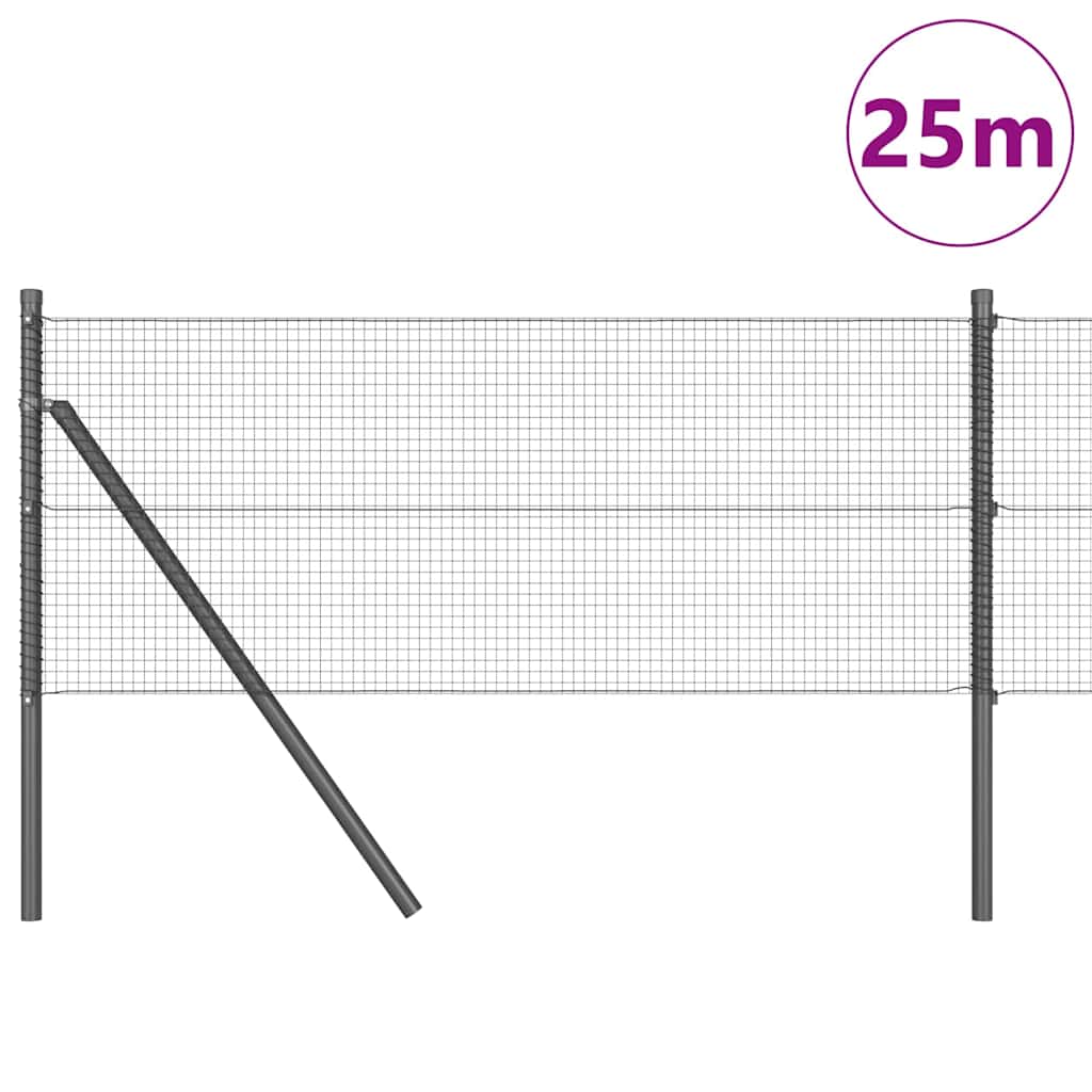 Temeljna zavarena žičana ograda 25 x 0,8 m Siva Mreža