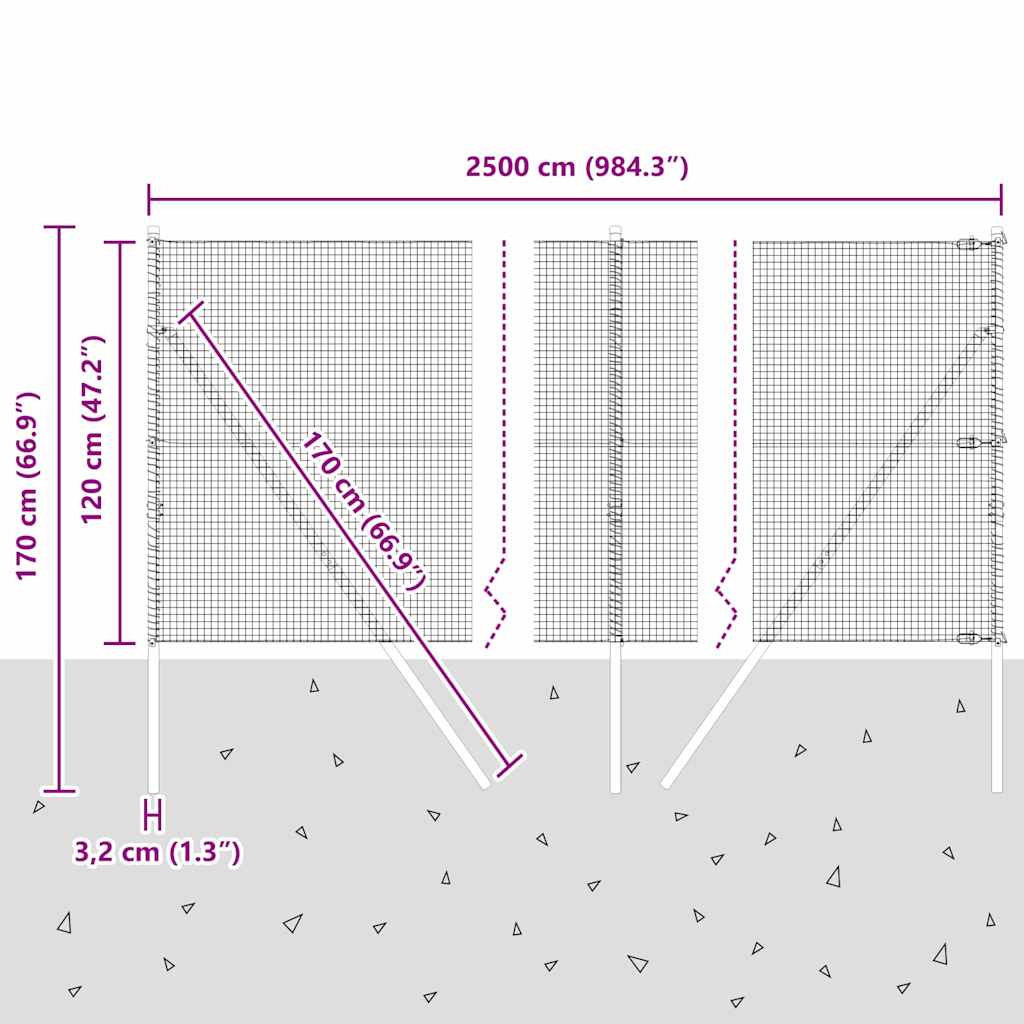 Temeljna zavarena žičana ograda 25 x 1,2 m Siva Mreža