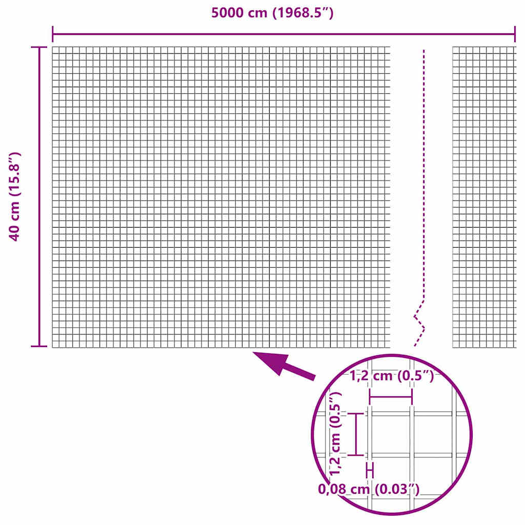 Temeljna zavarena žičana ograda 50 x 0,4 m Siva Mreža