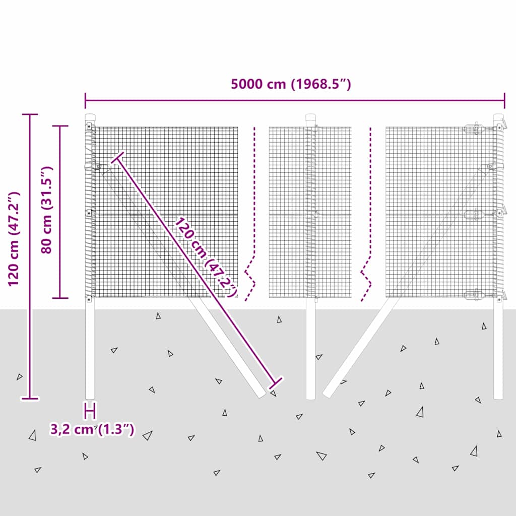 Temeljna zavarena žičana ograda 50 x 0,8 m Siva Mreža