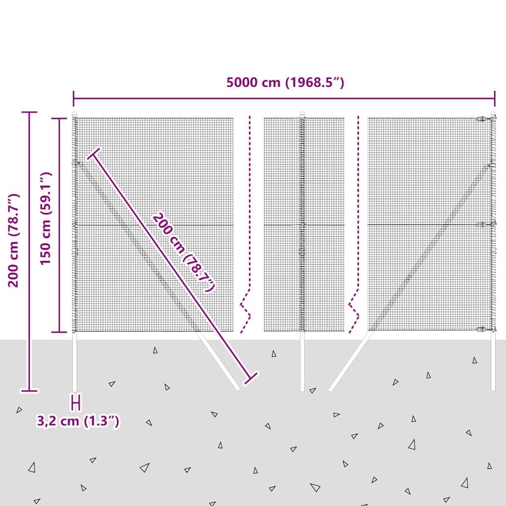 Temeljna zavarena žičana ograda 50 x 1,5 m Siva Mreža