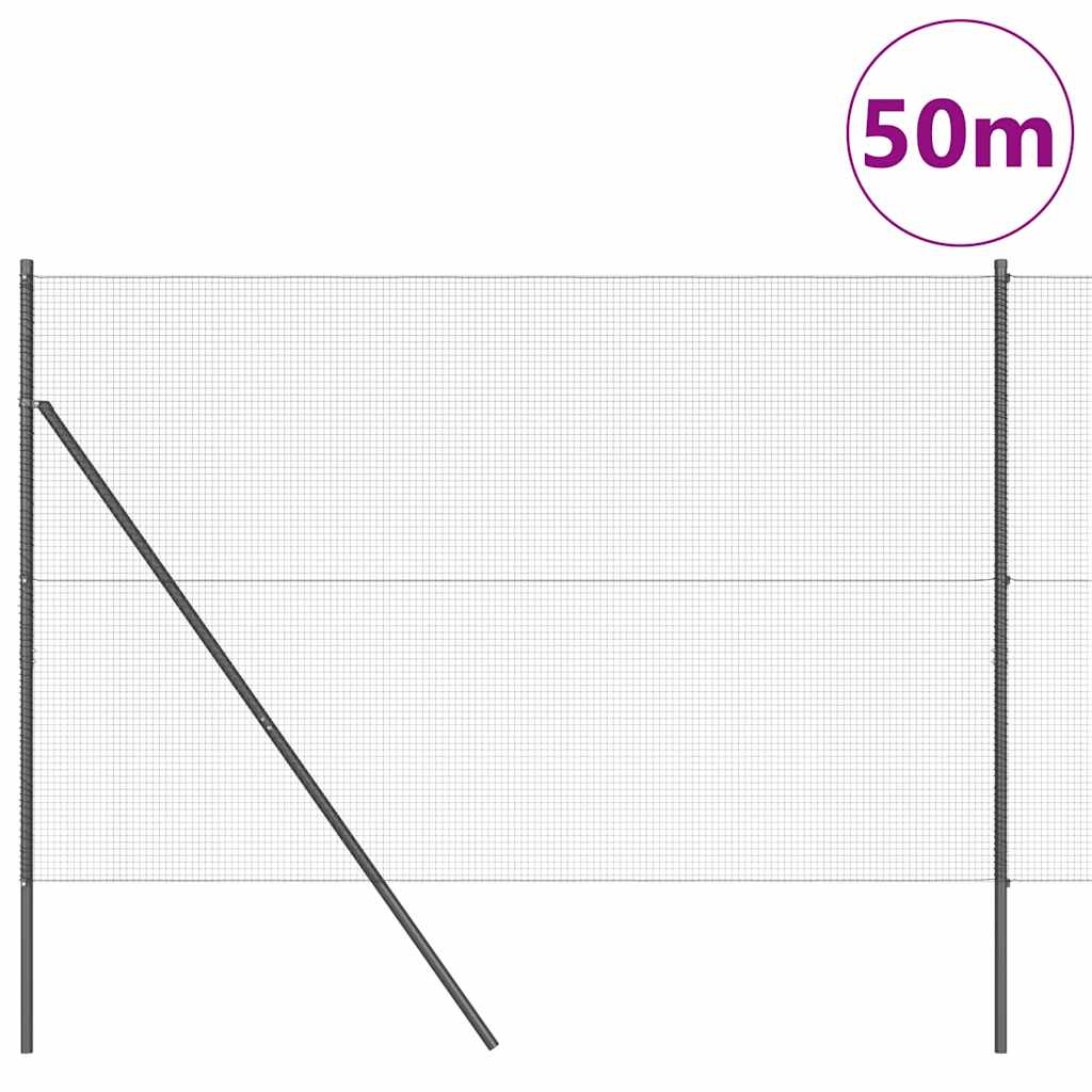 Stup za ogradu Siva 50 x 1,5 m (16 x 16 mm mreža) Čelik i PVC