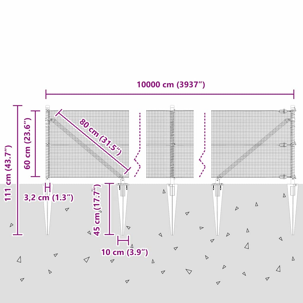 Zavareno žičano ograđivanje s bodljama 100 x 0,6 m Srebrna