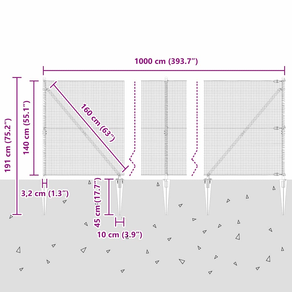 Zavareno žičano ograđivanje s bodljama 10 x 1,4 m Zelena Mreža