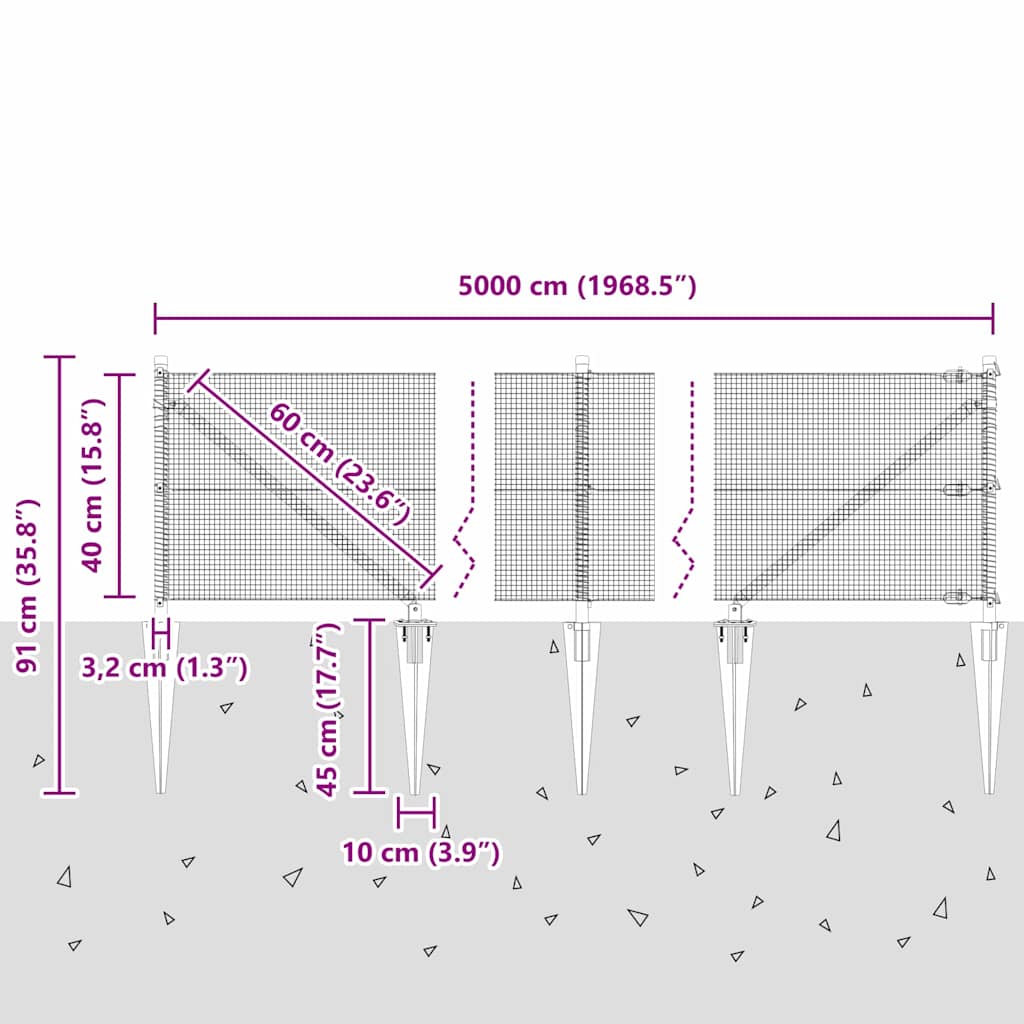 Zavareno žičano ograđivanje s bodljama 50 x 0,4 m Siva Mreža