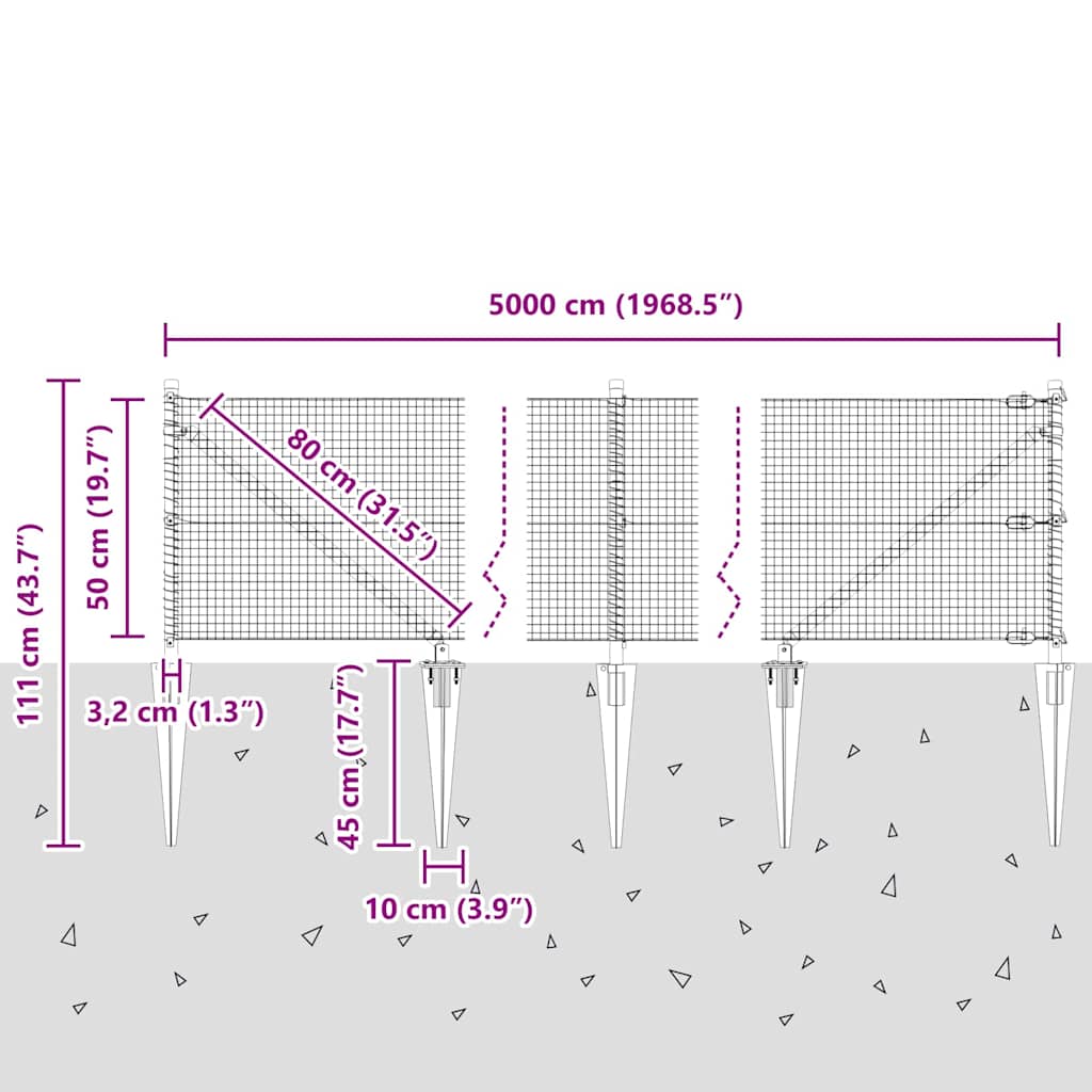 Zavareno žičano ograđivanje s bodljama 50 x 0,5 m Siva Mreža