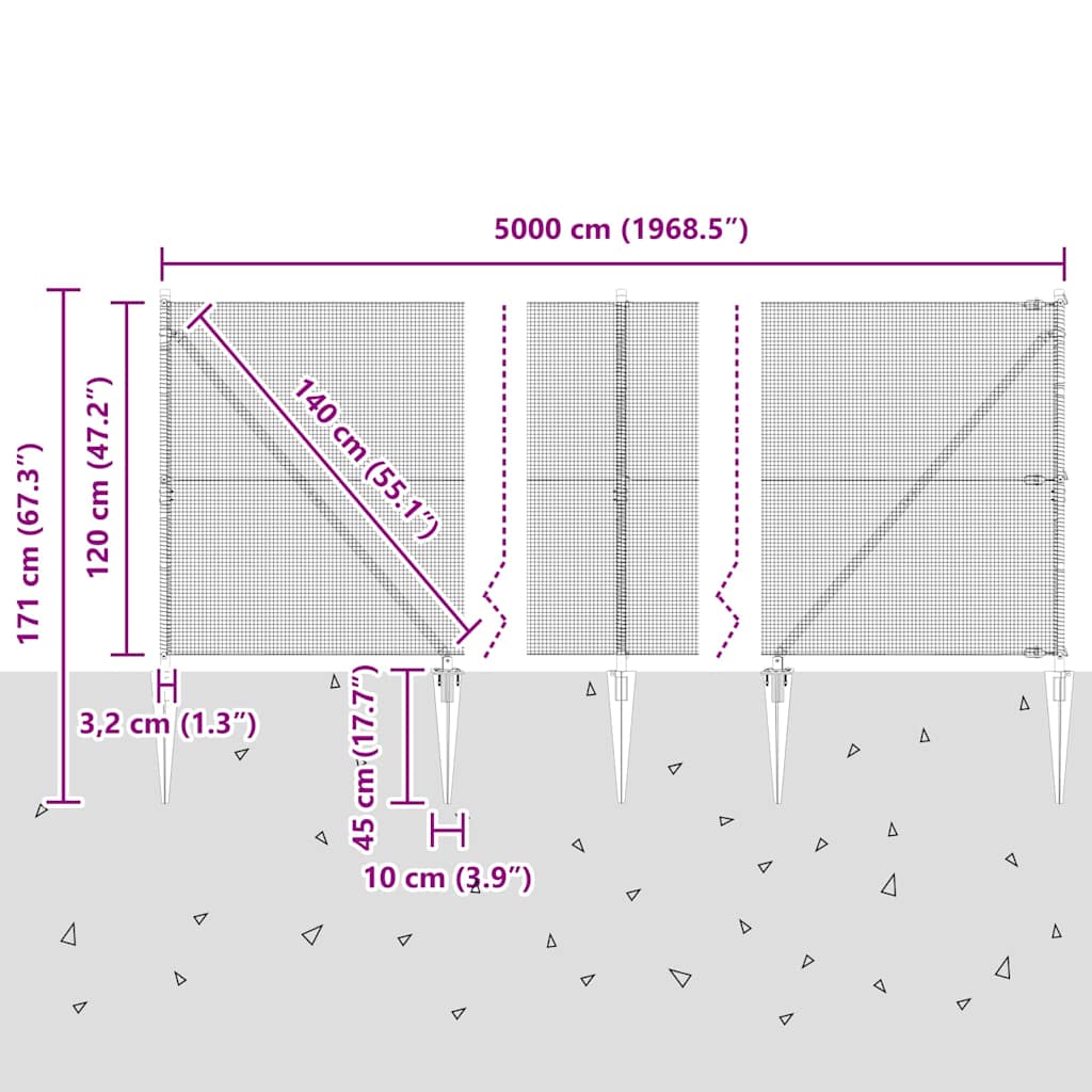 Zavareno žičano ograđivanje s bodljama 50 x 1,2 m Siva Mreža