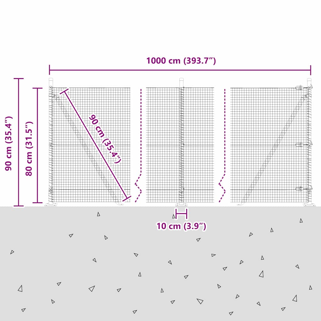 Zavareno žičano ogradno mreža s betonskom podlogom 10 x 0,8 m