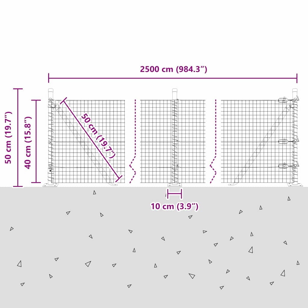 Zavareno žičano ogradno mreža s betonskom podlogom 25 x 0,4 m