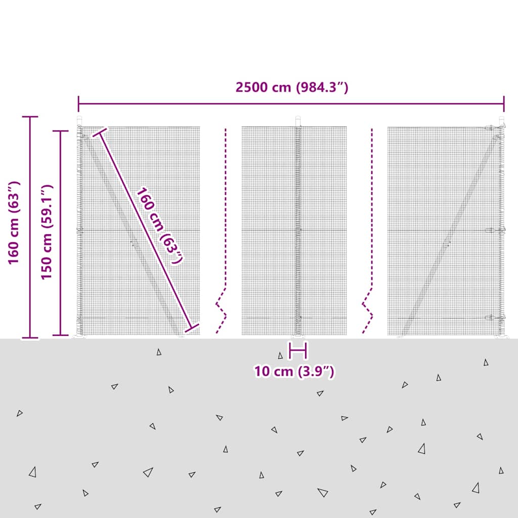 Zavareno žičano ogradno mreža s betonskom podlogom 25 x 1,5 m