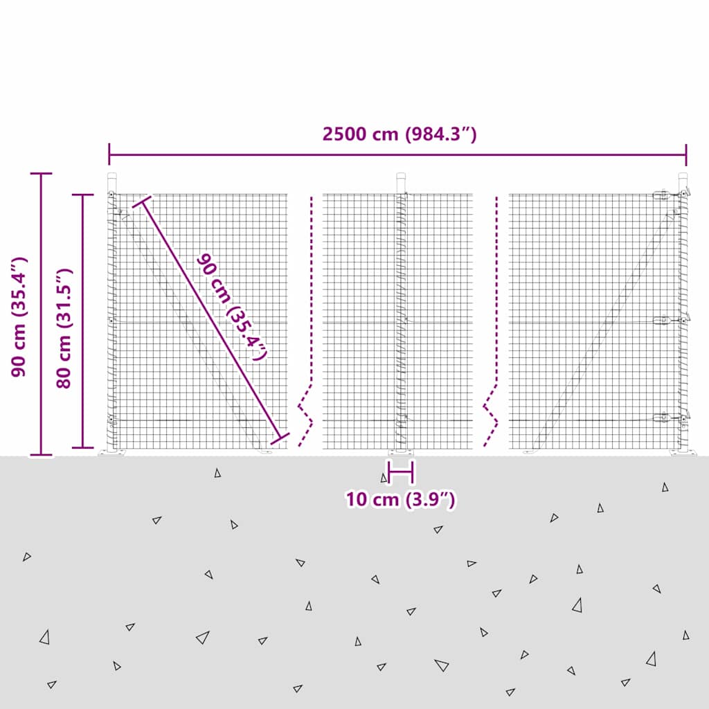 Zavareno žičano ogradno mreža s betonskom podlogom 25 x 0,8 m