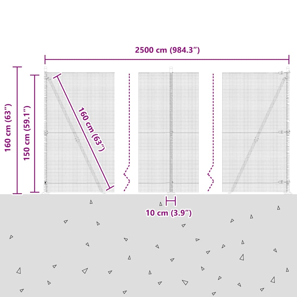Zavareno žičano ogradno mreža s betonskom podlogom 25 x 1,5 m