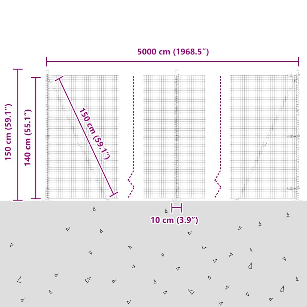 Zavareno žičano ogradno mreža s betonskom podlogom 50 x 1,4 m