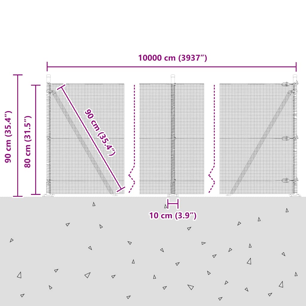 Zavareno žičano ogradno mreža s betonskom podlogom 100 x 0,8 m