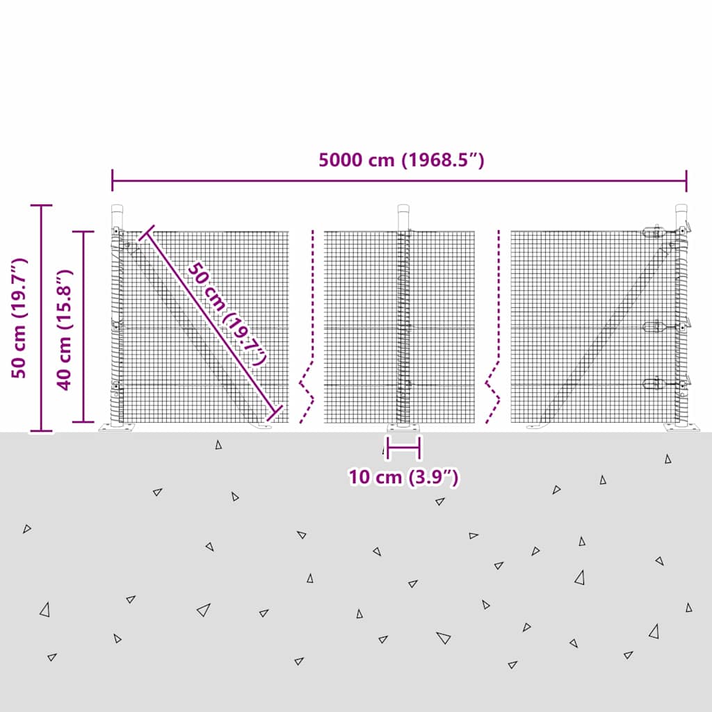 Zavareno žičano ogradno mreža s betonskom podlogom 50 x 0,4 m