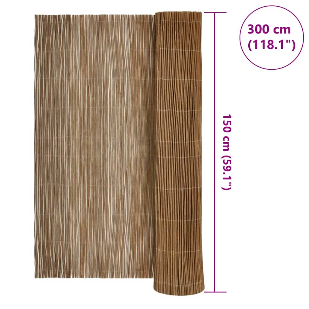 Ograda od vrbovog drveta Prirodna 150 x 300 cm Vrba