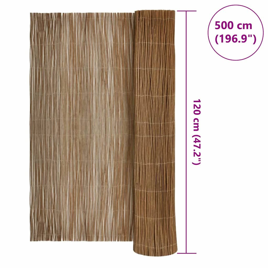 Ograda od vrbovog drveta Prirodna 120 x 500 cm Vrba