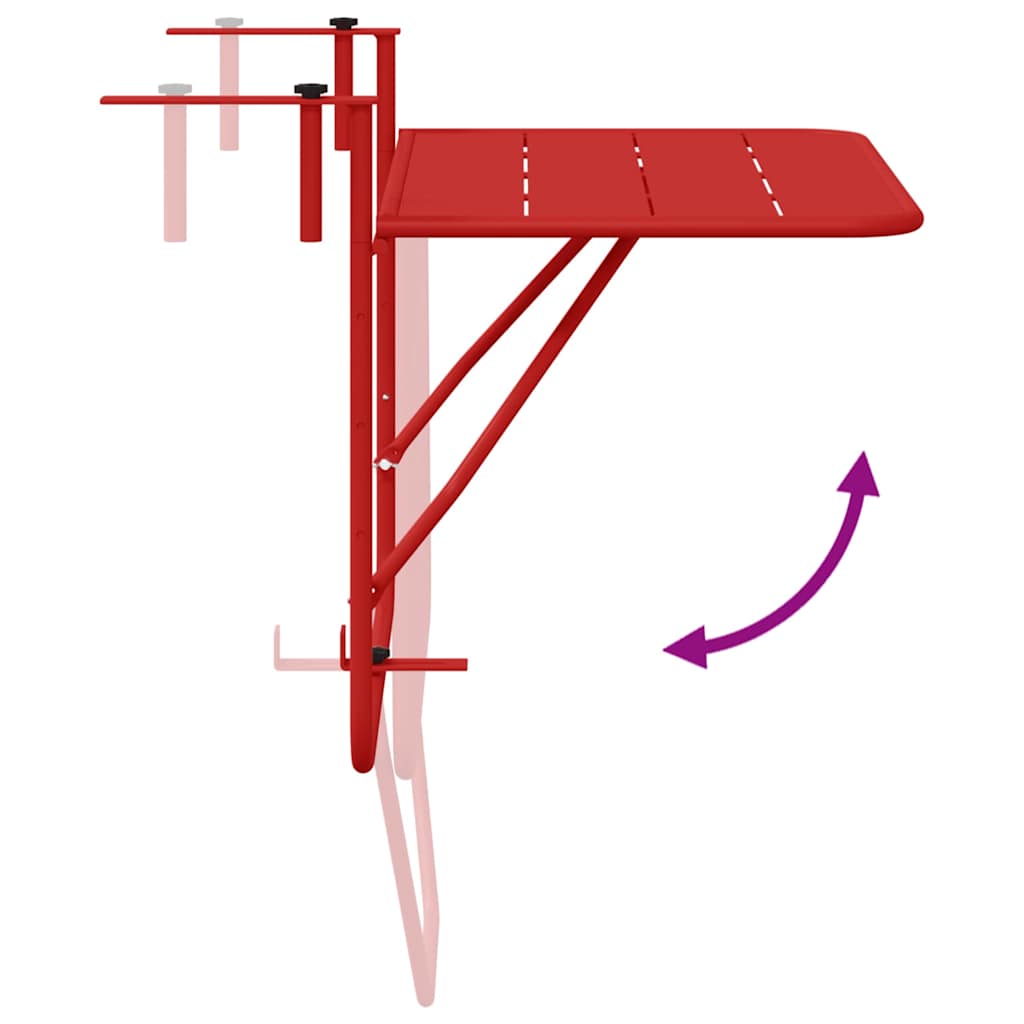 Viseci Balkon Stol Crvena 60 x 39 x 65 cm Čelik