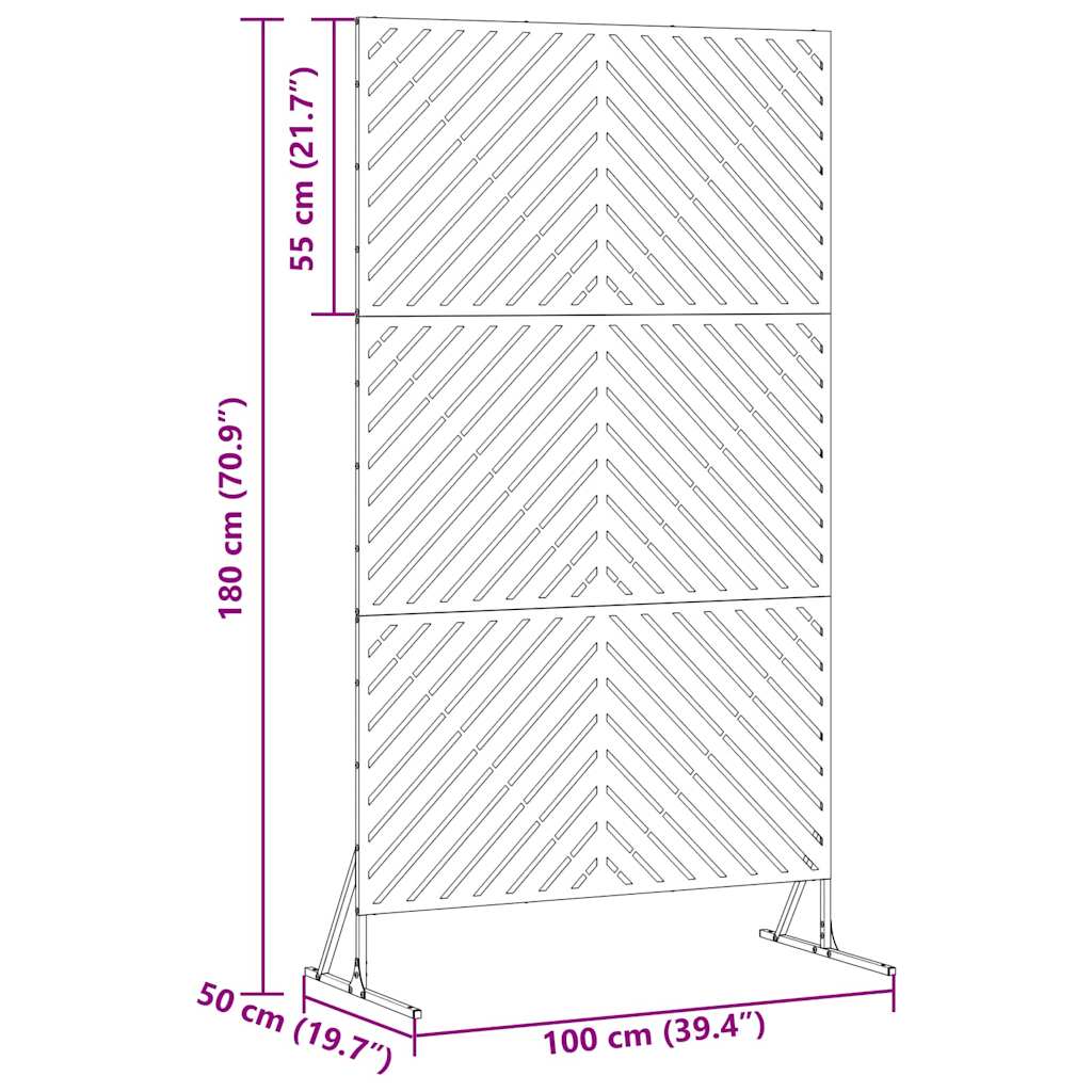 Zaslon za privatnost Siva 100 x 50 x 180 cm Čelik
