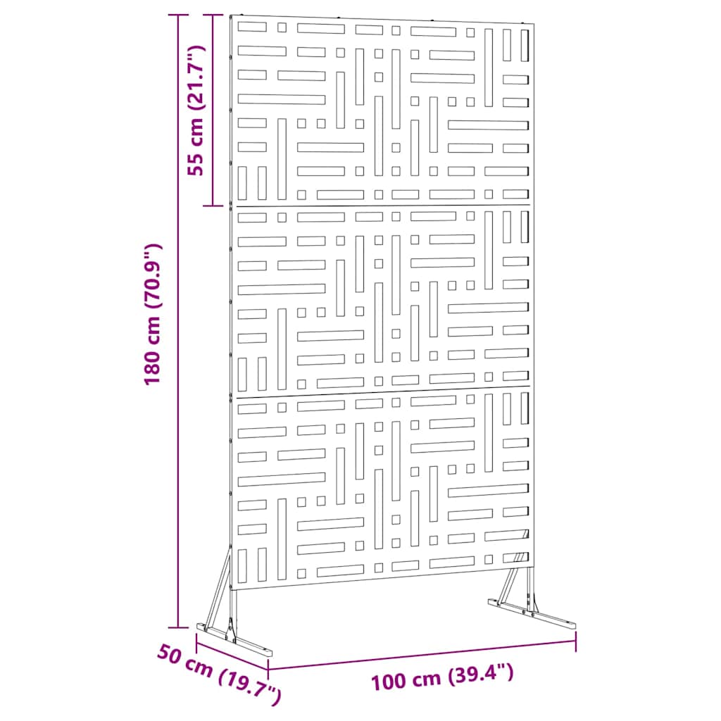 Zaslon za privatnost Siva 100 x 50 x 180 cm Čelik