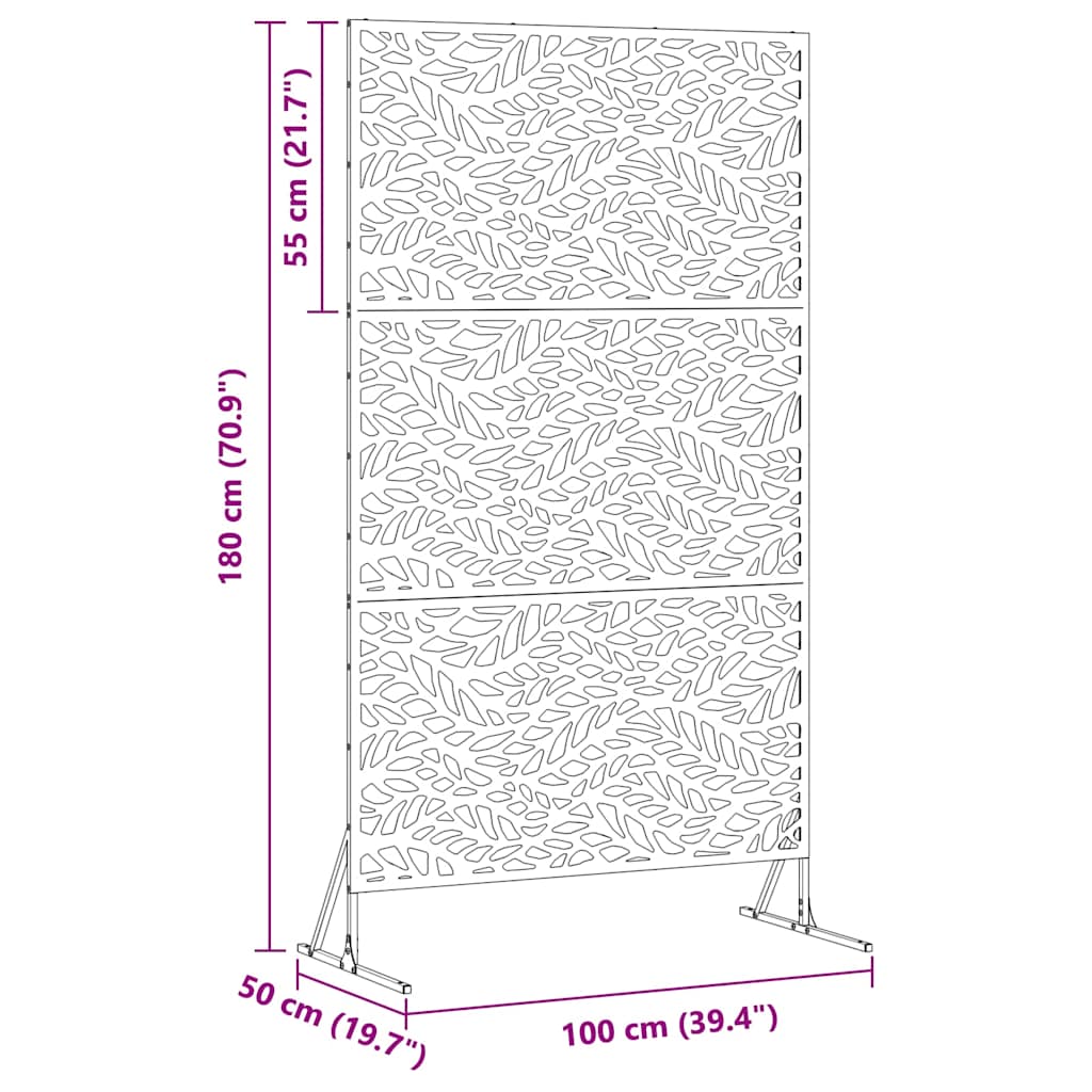 Zaslon za privatnost Siva 100 x 50 x 180 cm Čelik