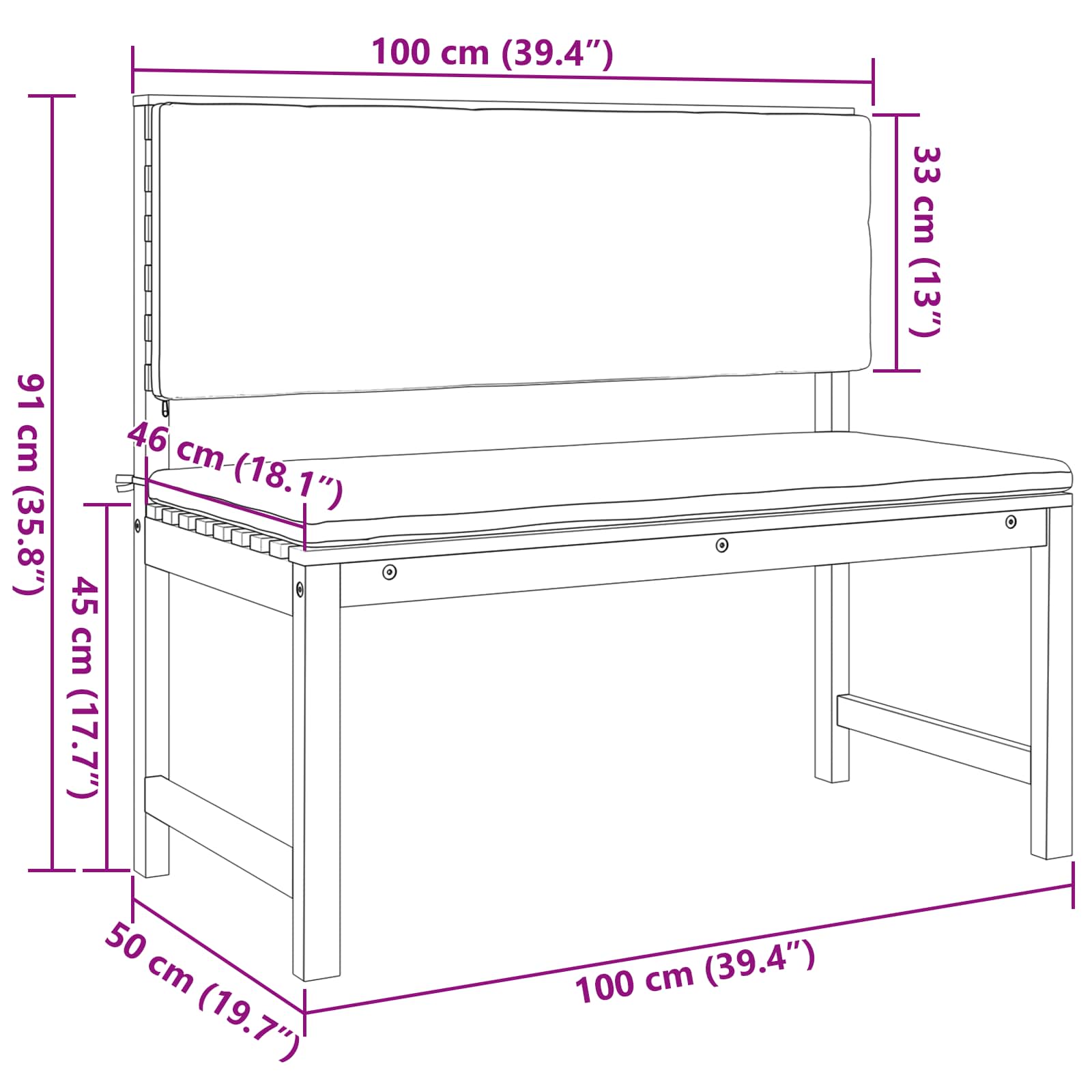 Vrtna stolica Smeđa 100 x 50 x 91cm Čvrsto drvo akacije