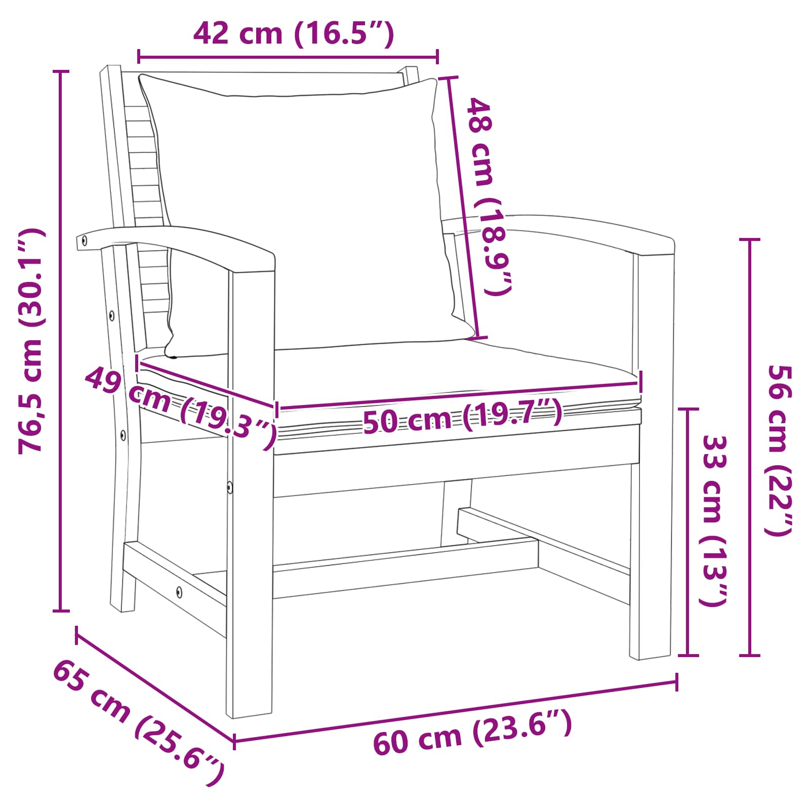 Stolica s jastukom 2 Komad Smeđa i tamno siva 65 x 60 x 76,5 cm