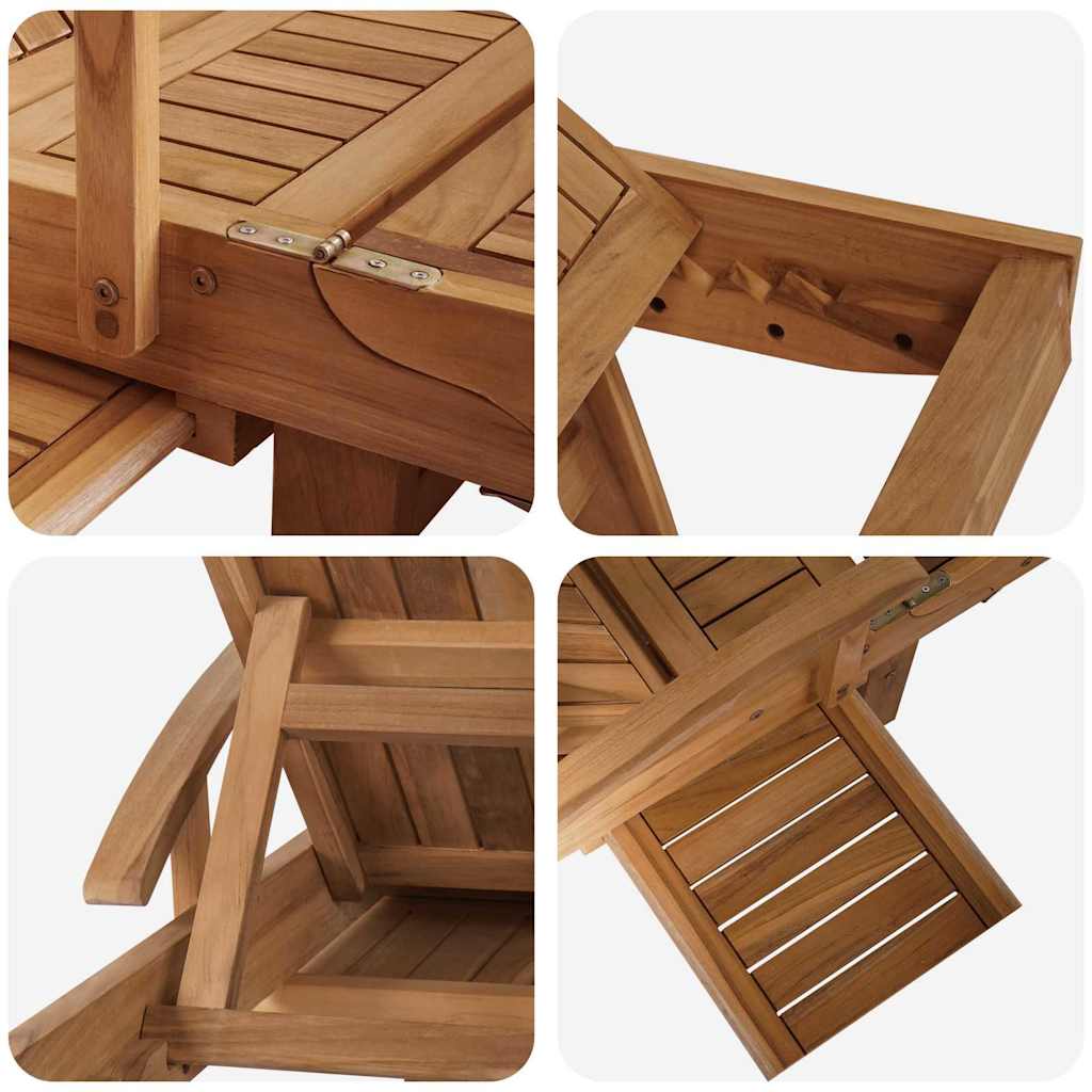 Ležaljka za sunčanje s jastukom 2 pcs Smeđa Čvrsto teak drvo
