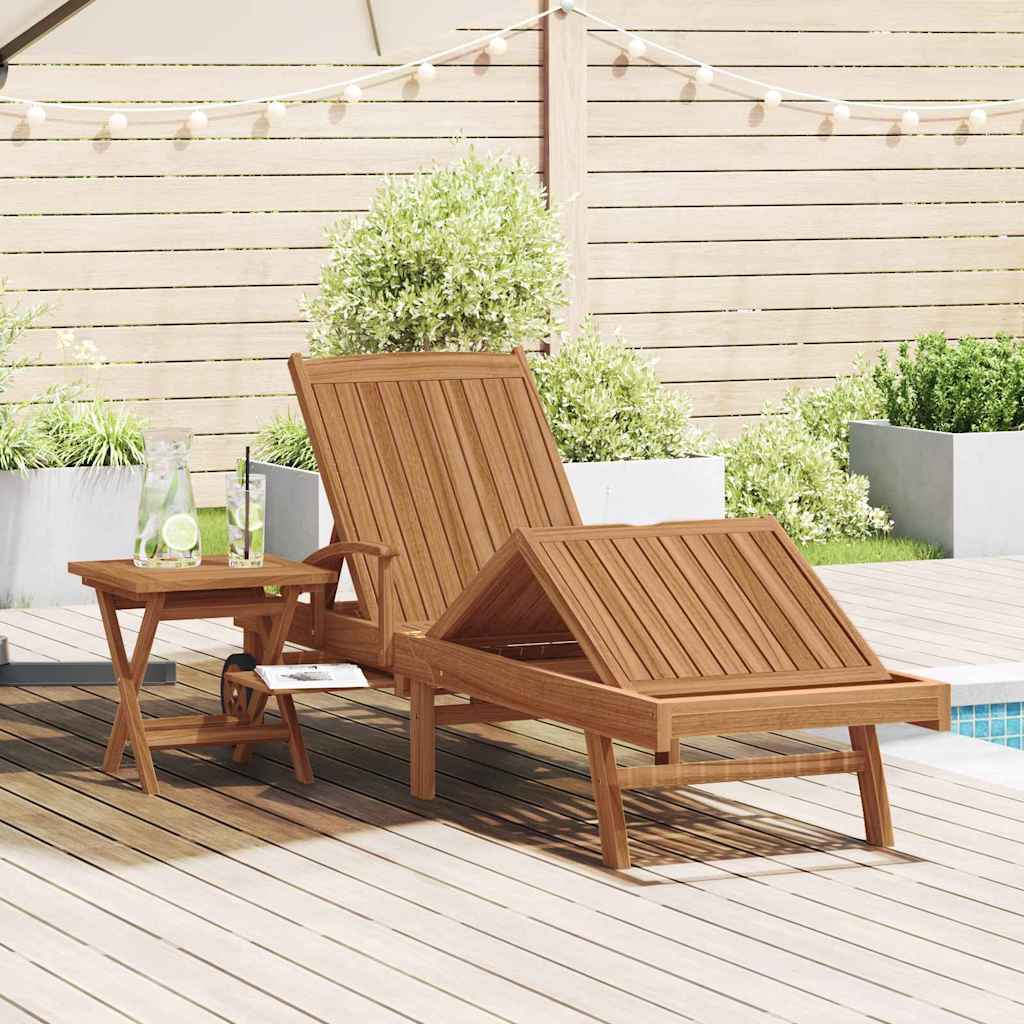 Ležaljka za sunčanje s jastukom 2 pcs Smeđa Čvrsto teak drvo