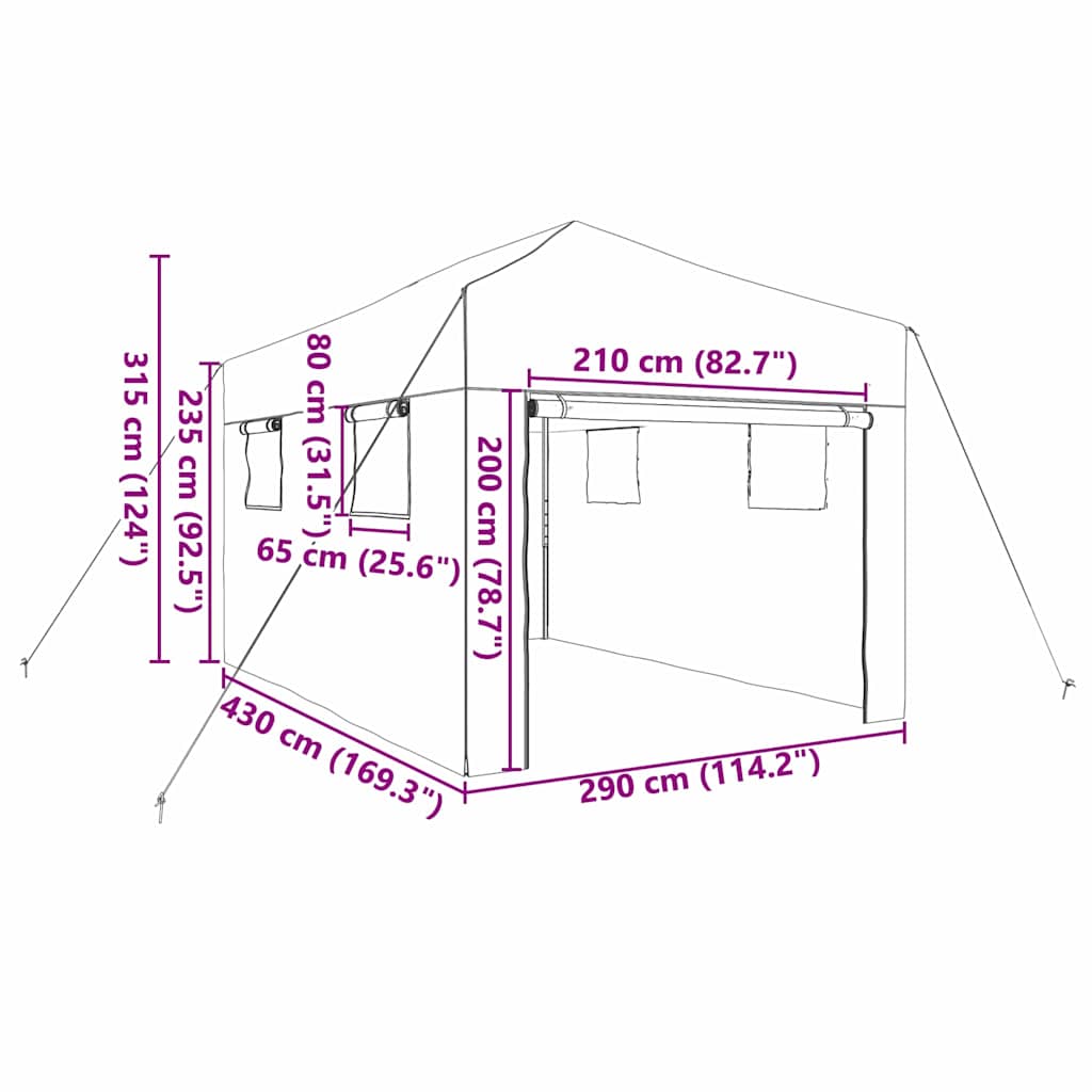 Staklenik s sklopivim okvirom Zelena 290 x 430 x 315 cm Željezo