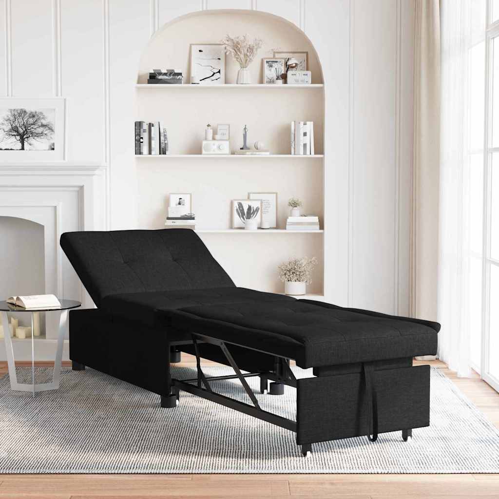 Krevet-sofa na razvlačenje Crna 194 x 50 x 82 cm tkanina
