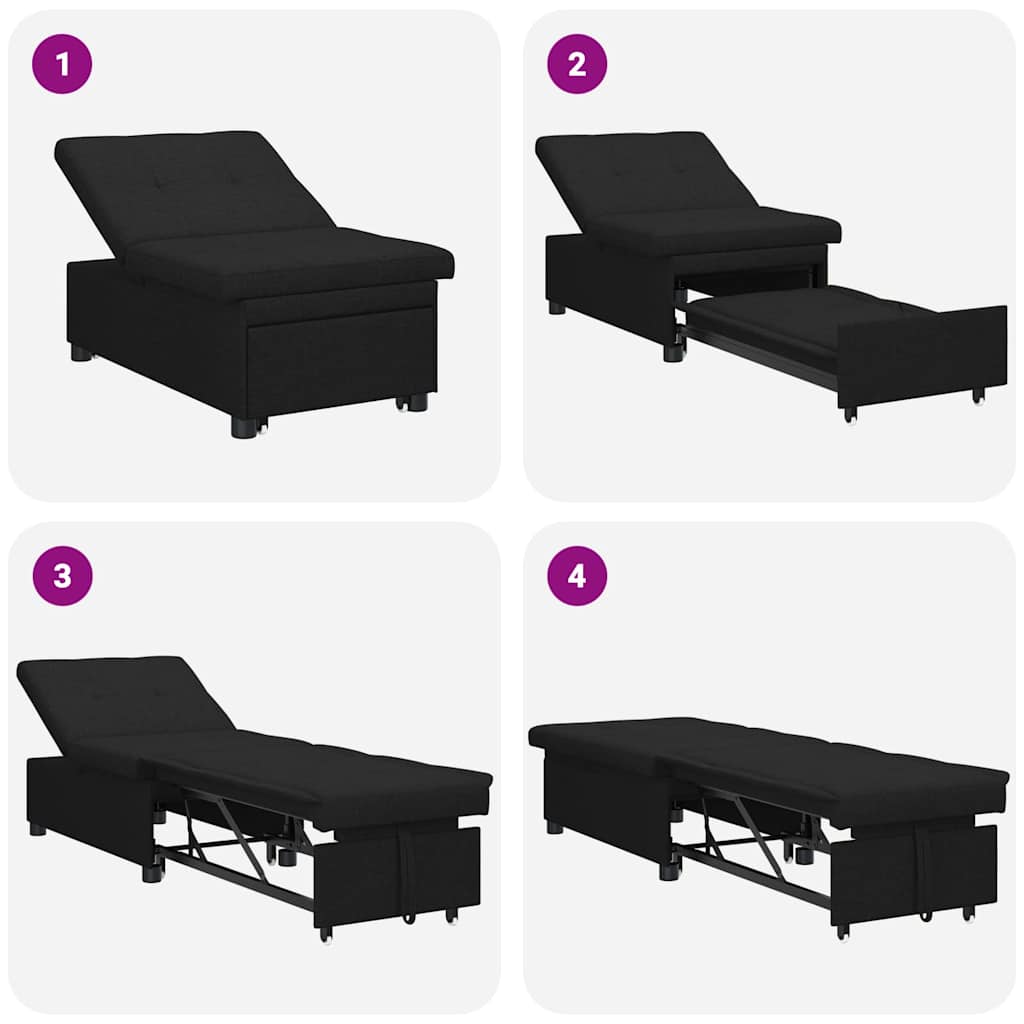 Krevet-sofa na razvlačenje Crna 194 x 50 x 82 cm tkanina