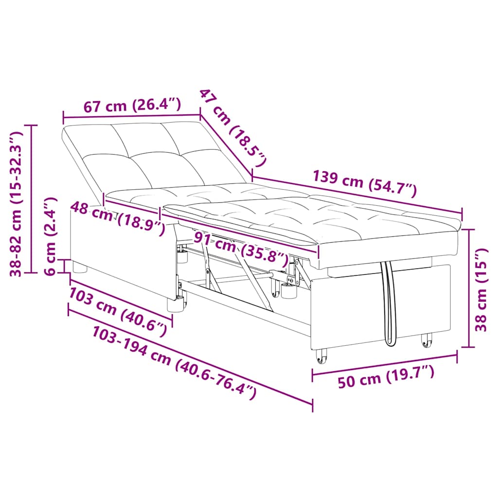 Krevet-sofa na razvlačenje Sivo-smeđa 194 x 67 x 82 cm