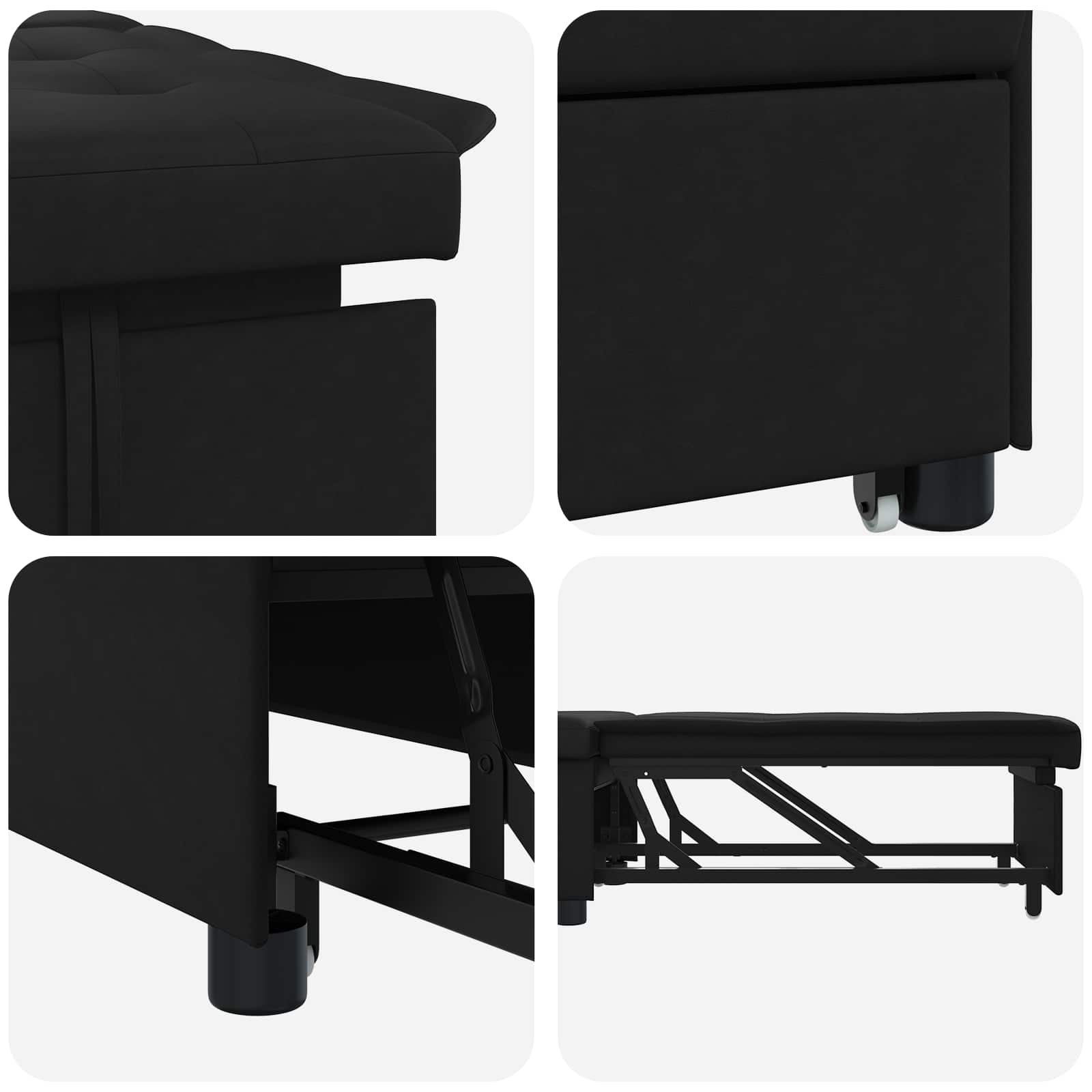 Krevet-sofa na razvlačenje Crna 194 x 67 x 82 cm Mikrovlakna