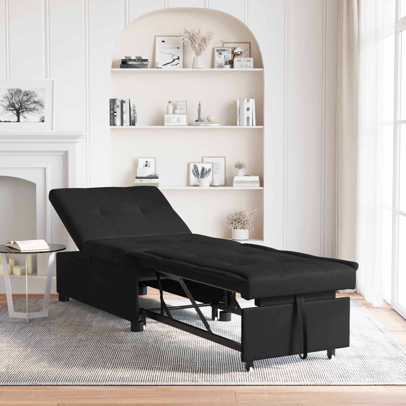 Krevet-sofa na razvlačenje Crna 194 x 67 x 82 cm Mikrovlakna