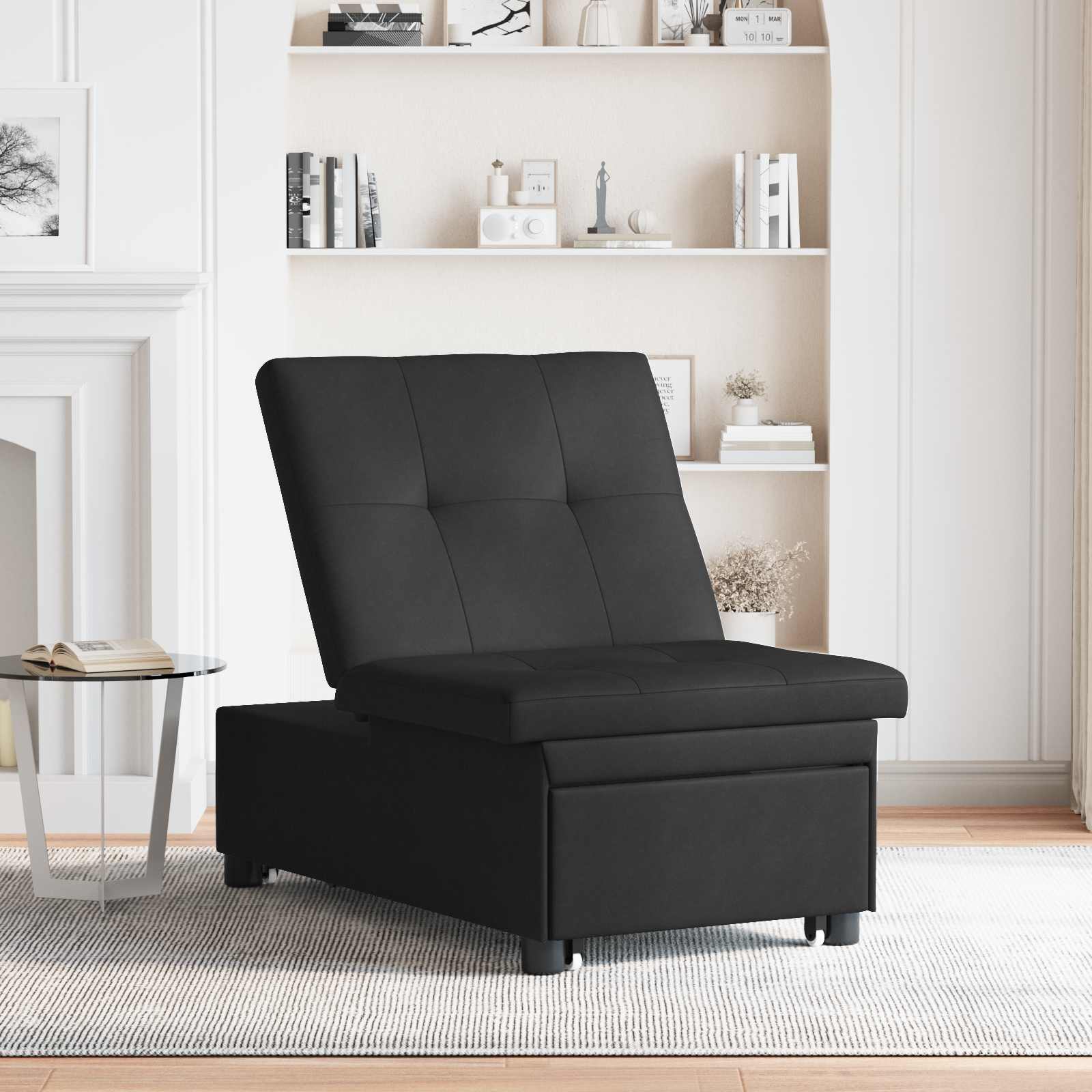 Krevet-sofa na razvlačenje Crna 194 x 67 x 82 cm Mikrovlakna