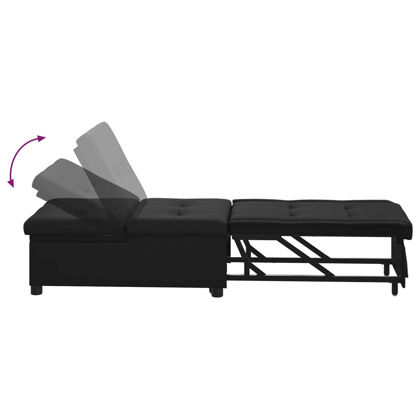 Krevet-sofa na razvlačenje Crna 194 x 67 x 82 cm Mikrovlakna