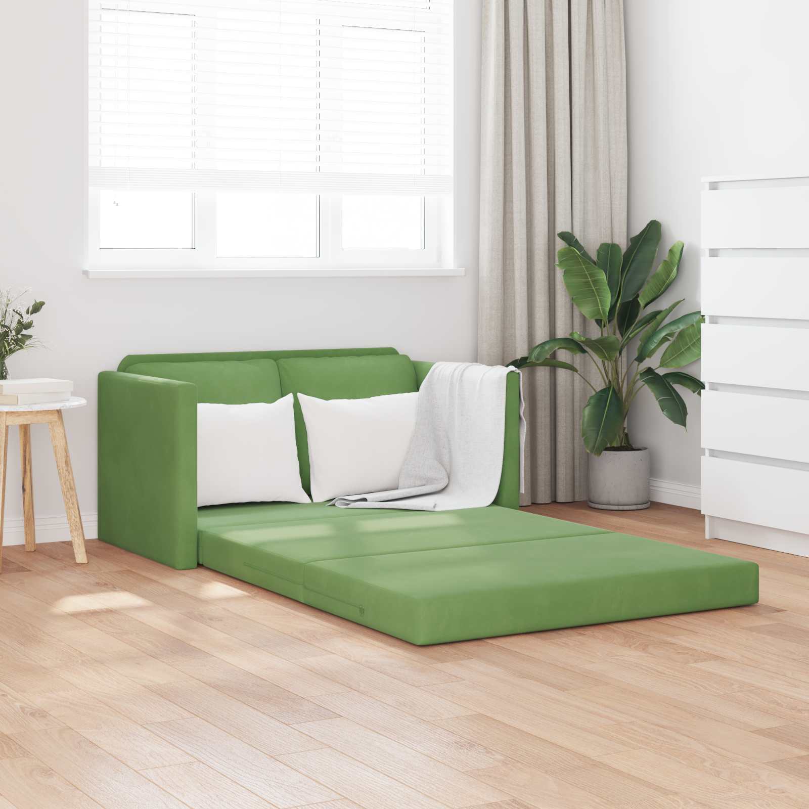 Krevet na razvlačenje Svijetlo zelena 204 x 122 x 60 cm Baršun