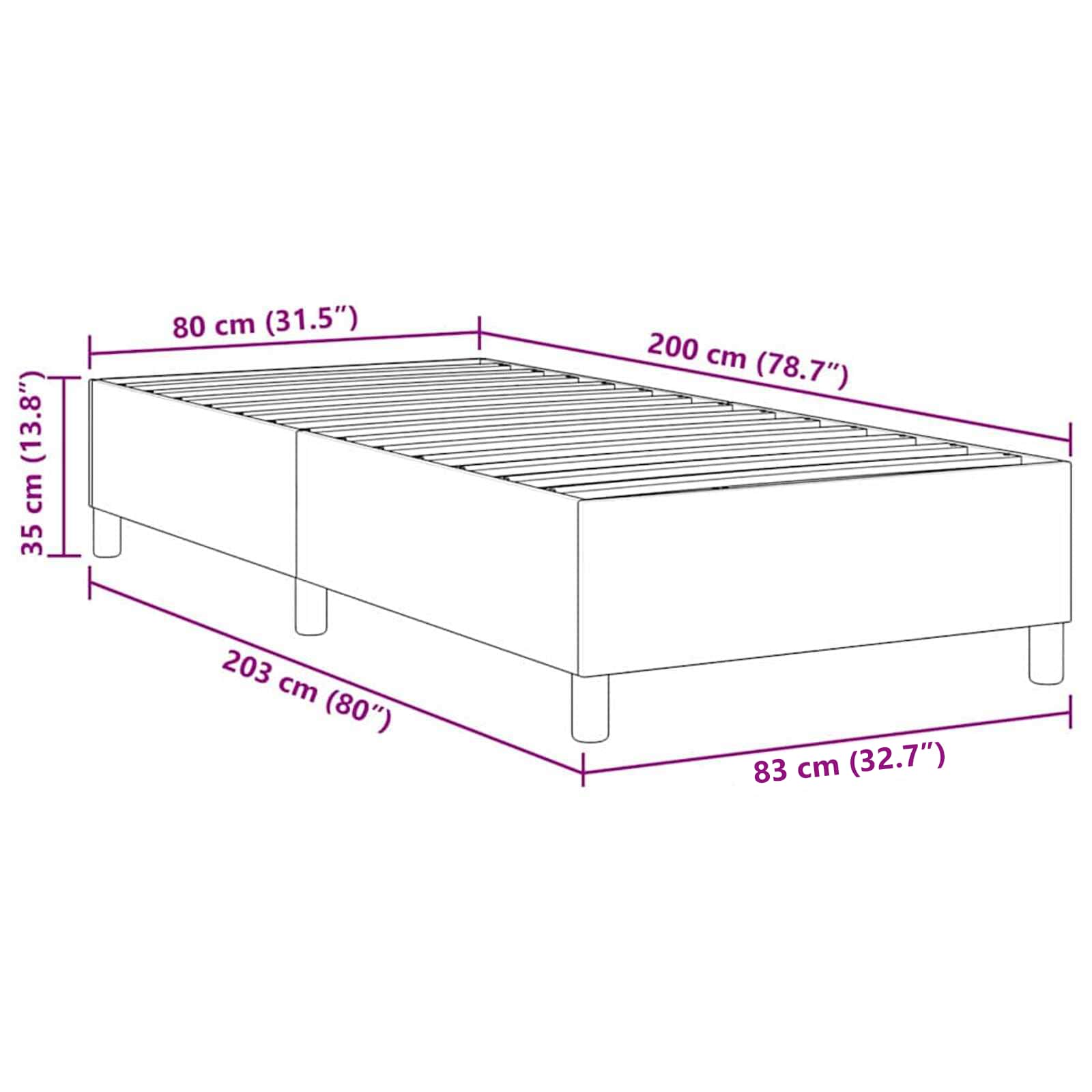Krevetna platforma Siva zelena 80 x 200 cm Kordura tekstil