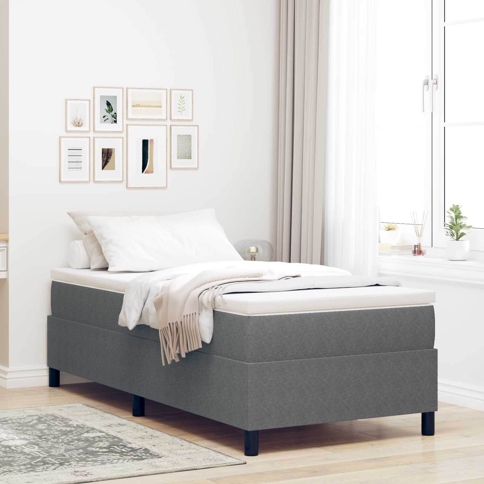 Krevetna platforma Svijetlo siva 90 x 190 cm Kordura tekstil
