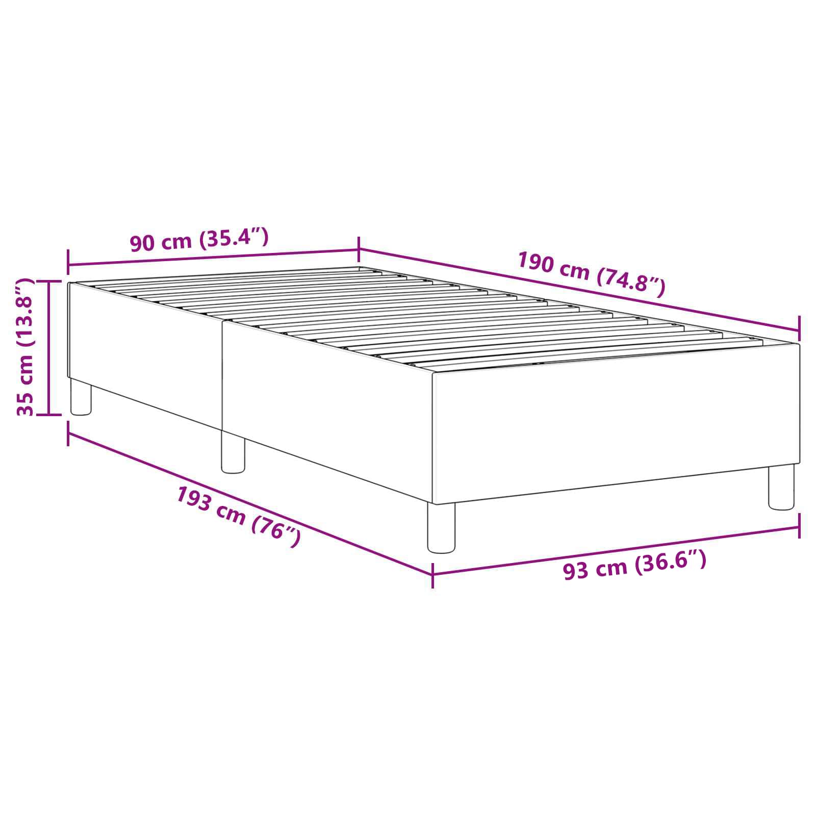 Krevetna platforma Svijetlo siva 90 x 190 cm Kordura tekstil